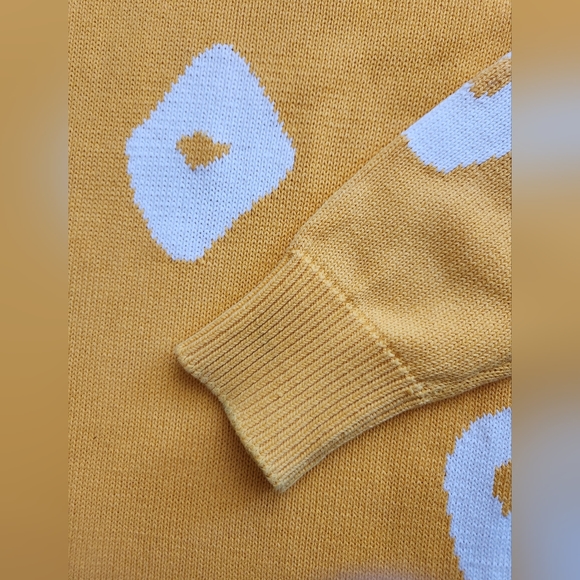 Vintage 90's Outlander knit sweater dress in golden yellow and white spots - Picture 3 of 9